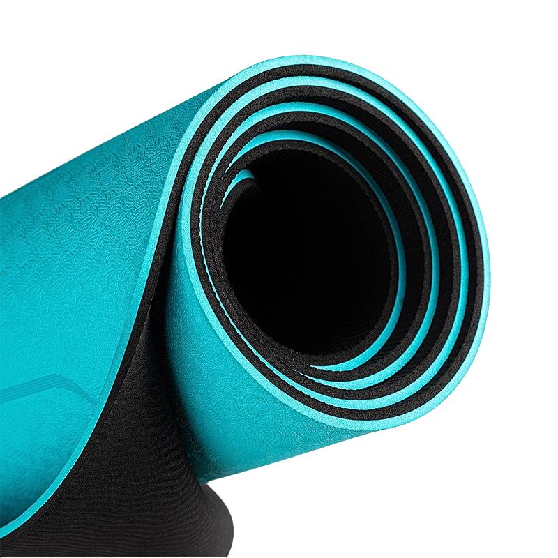 Tapete de Yoga TPE Grande e Largo 6mm - Alinhamento - Turquesa - 183x80cm - Om Joy