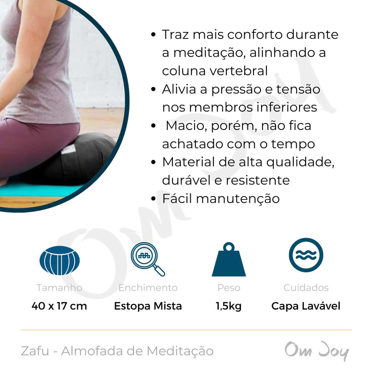Zafu - Almofada de Meditação 40cm  - Om Joy