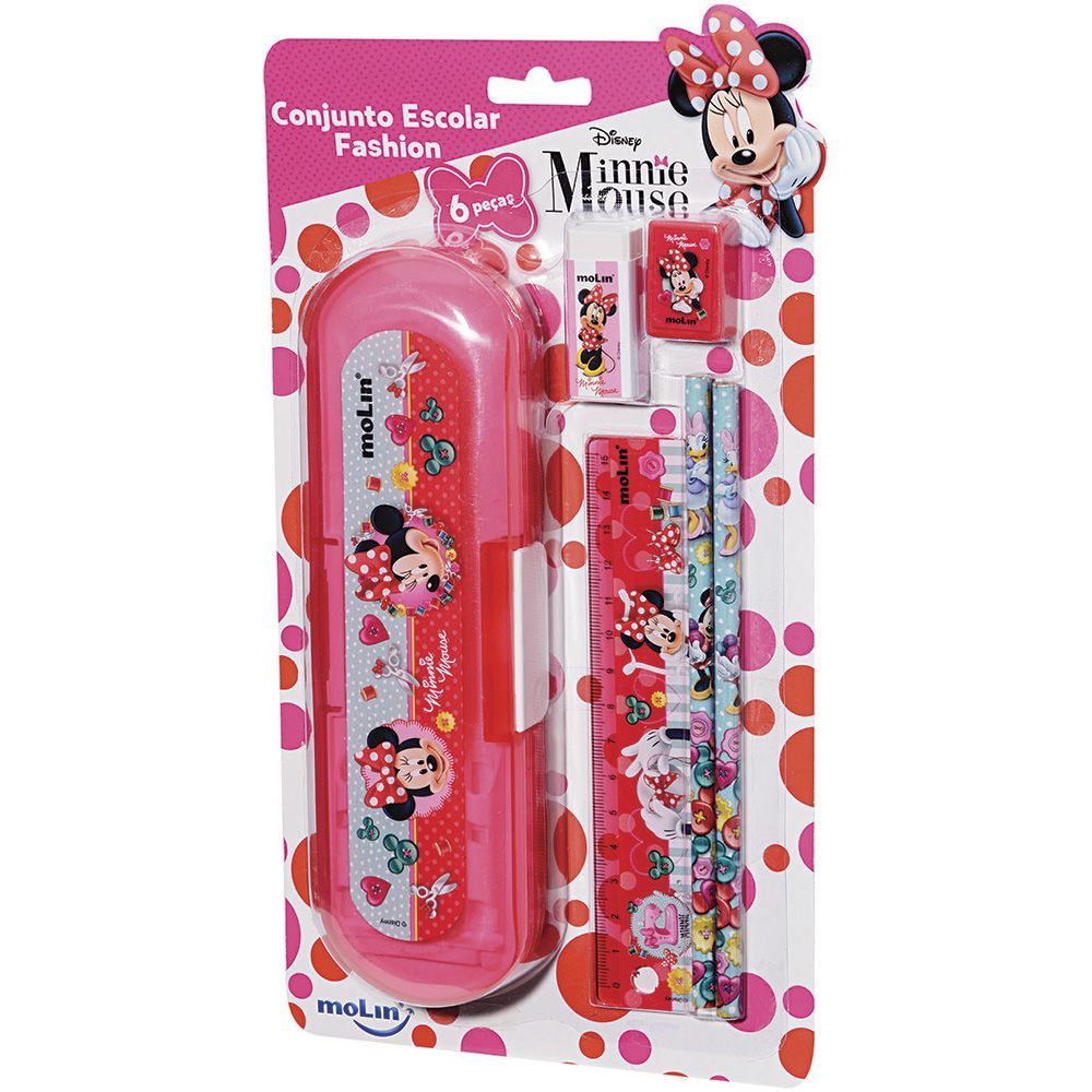 Conjunto Escolar Fashion Minnie Disney 6 itens