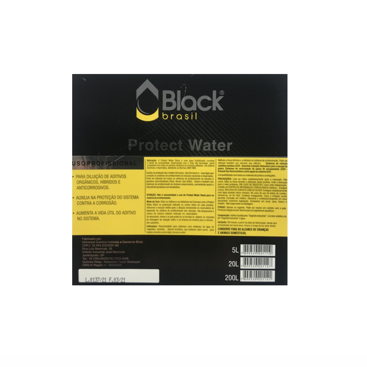 Protect Water Água Desmineralizada Black 5lts Kit Com 2 Unidades