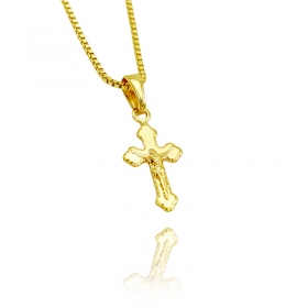 Pingente Crucifixo Jesus Medio (2cmX1,2cm) (Banho Ouro 24k)