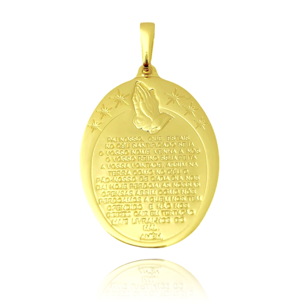 Pingente Medalha Pai Nosso (3,3cmX2,4cm) (Banho Ouro 24k)