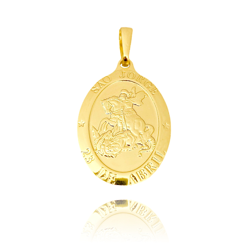 Pingente Medalhão de São Jorge (2,8cmX2cm) (Banho Ouro 24k)