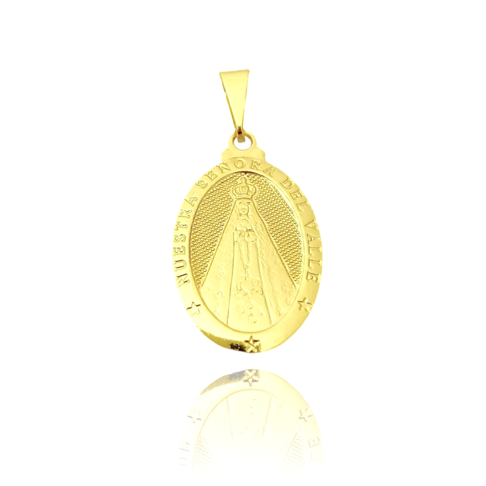 Pingente Medalha Oval Nossa Senhora Aparecida (2,5cmX1,7cm) (Banho Ouro 24k)