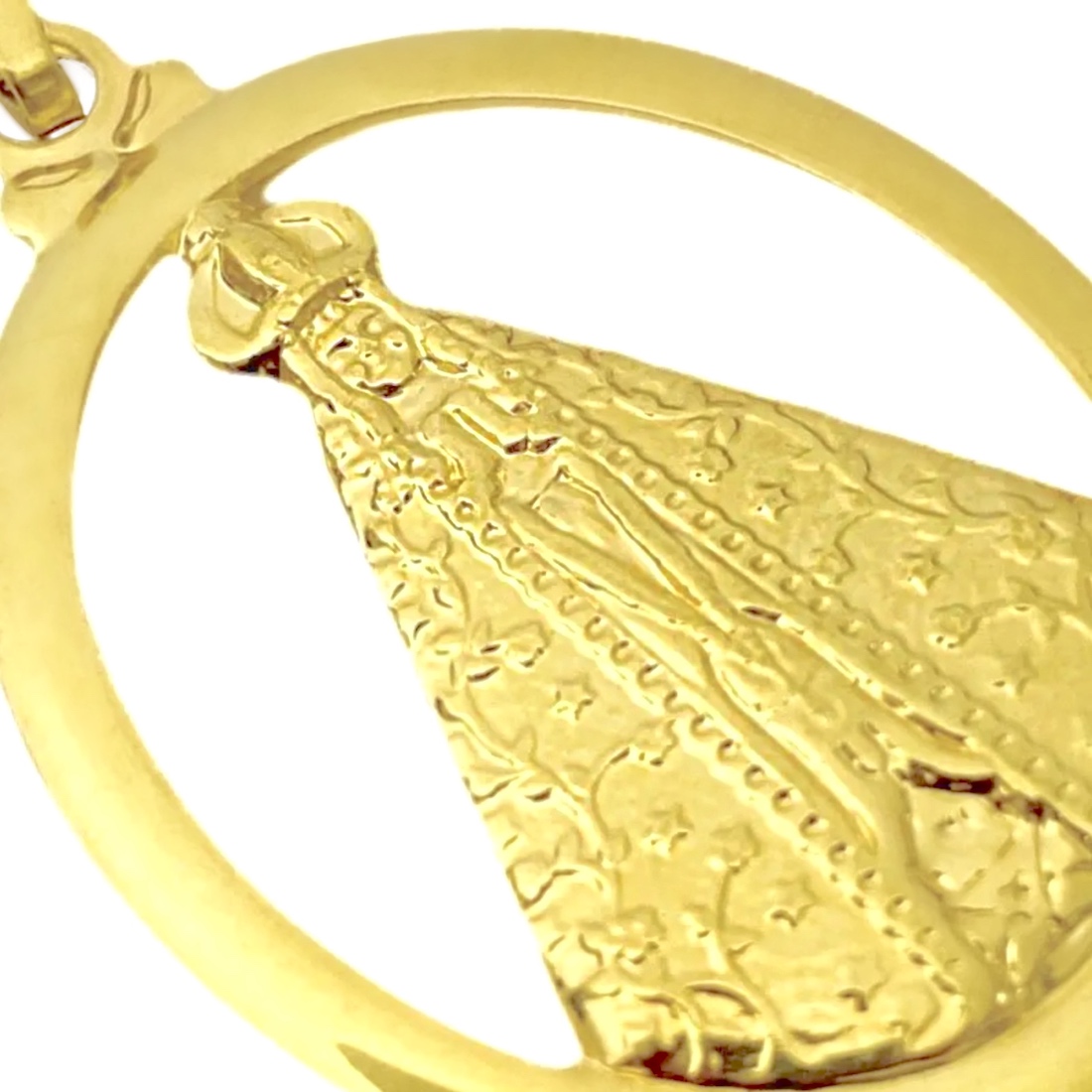 Pingente Nossa Senhora Aparecida Oval Vazado (3,6cmX2,5cm) (Banho Ouro 24k)