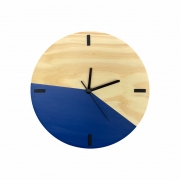 Relógio de Parede em Madeira Escandinavo Duo Azul 28cm
