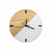 Relógio de Parede em Madeira Escandinavo Duo Branco 28cm