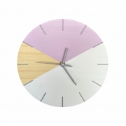 Relógio de Parede em Madeira Geométrico Branco e Lilás 28cm