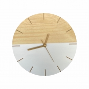 Relógio de Parede Minimalista Branco com Detalhes em Dourado 28cm