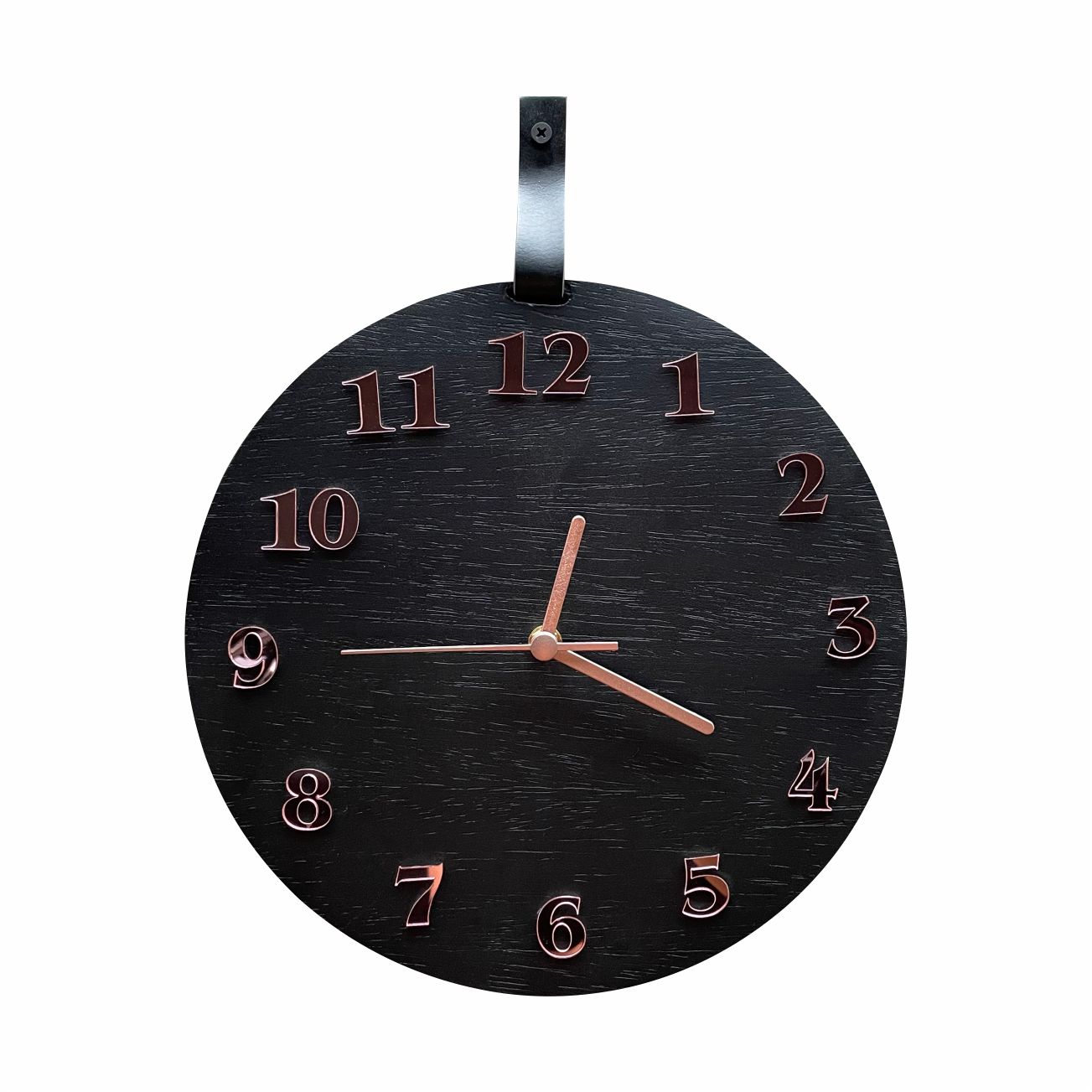 Relógio De Parede Decorativo Moderno Preto Fosco e Rosê