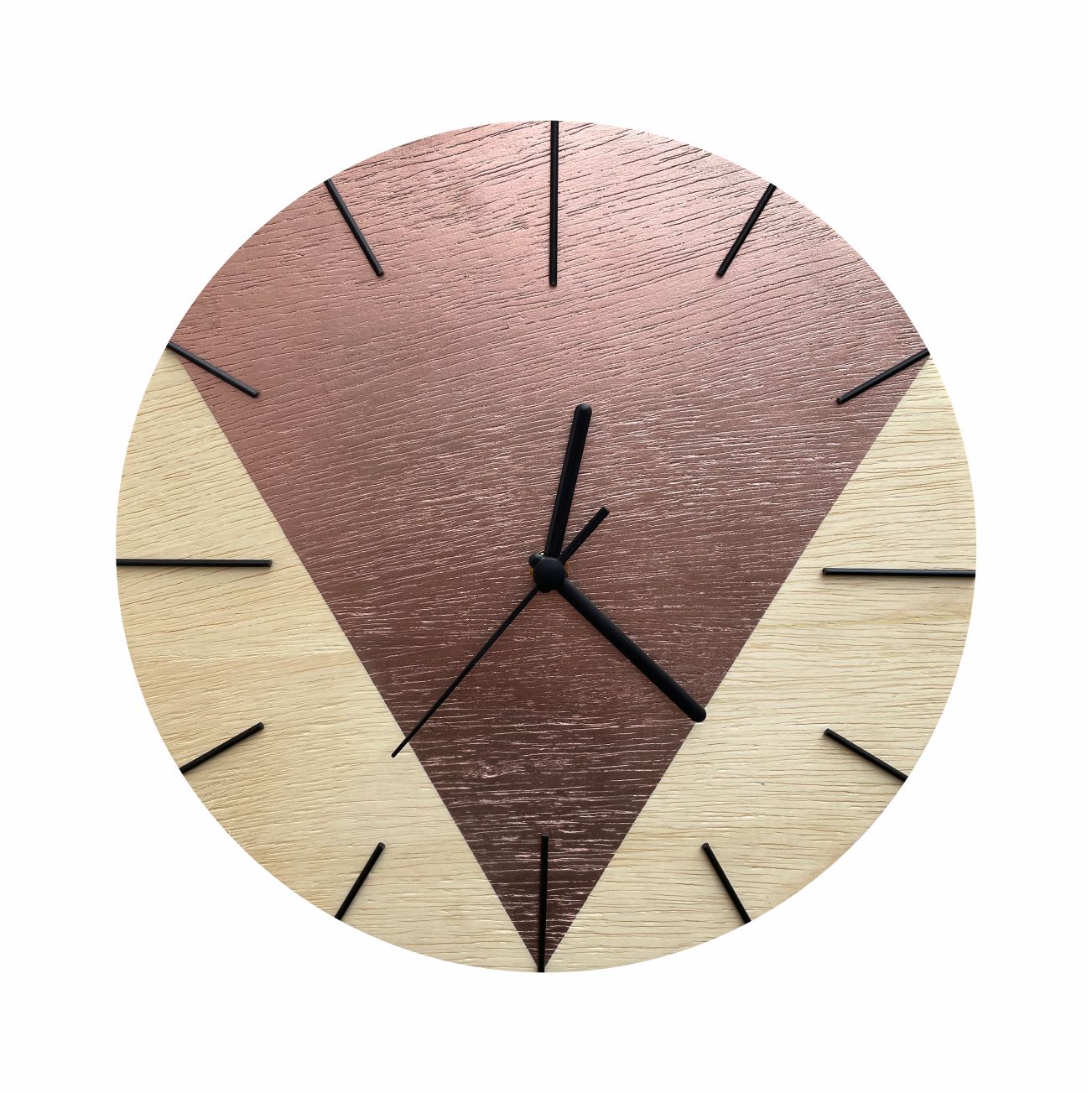Relógio de Parede Design Triangular - 30cm Rose Gold