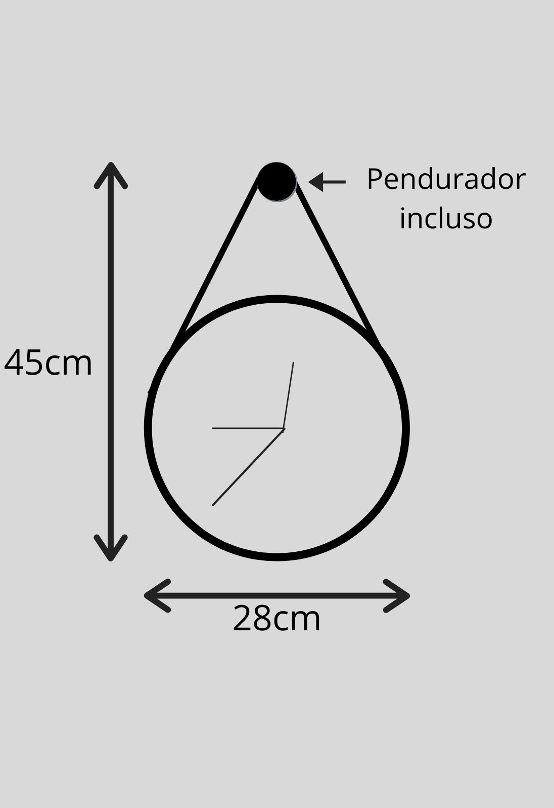 Relógio de Parede Minimalista em Madeira Branco e Detalhes em Preto com Alça + Pendurador