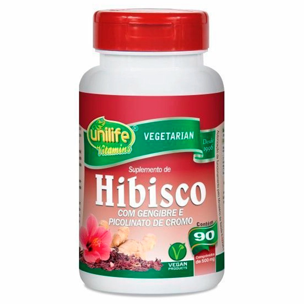 Hibisco Vegan com Gengibre e Picolinato de Cromo 90 caps Unilife