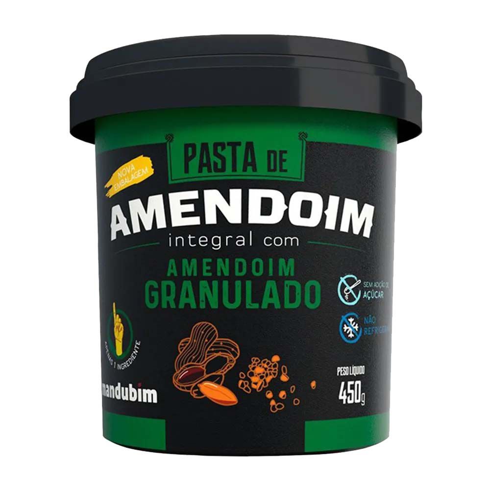 Pasta de Amendoim Integral c/ Amendoim Granulado 1Kg Mandubim