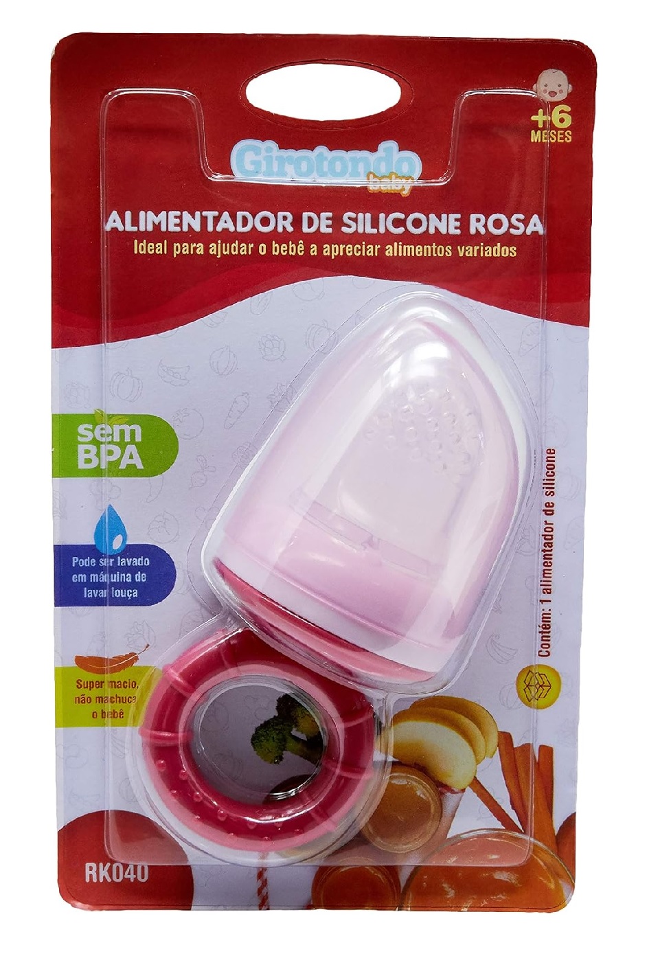 Alimentador Porta Frutinhas Bico Silicone Rosa Girotondo