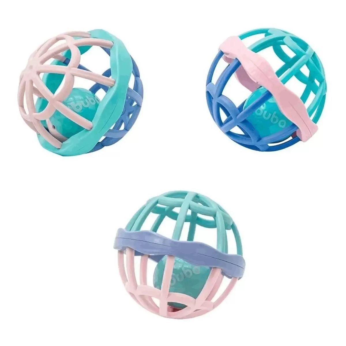 Bola Macia Flexível Com Chocalho Baby Ball Cute Colors Buba