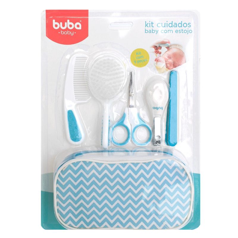 Kit Bebe Higiene Cuidados com Estojo Azul Buba Baby
