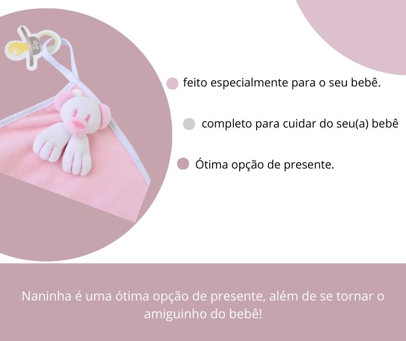 Naninha Plush e Cetim Ursinho Rosa - Zip Toys