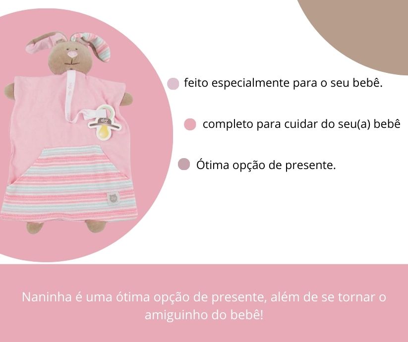 Naninha Prendedor Chupeta Coelhinha com Bolso Zip Toys