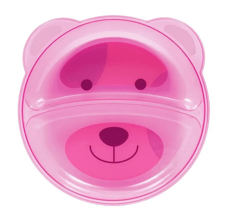 Prato Raso com Divisórias Urso Rosa - Buba Baby