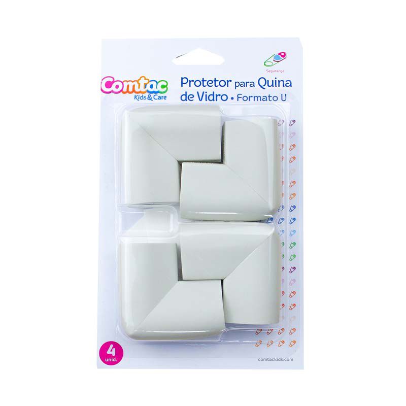 Protetor para Quina de Vidro Formato U Cinza - Comtac Kids