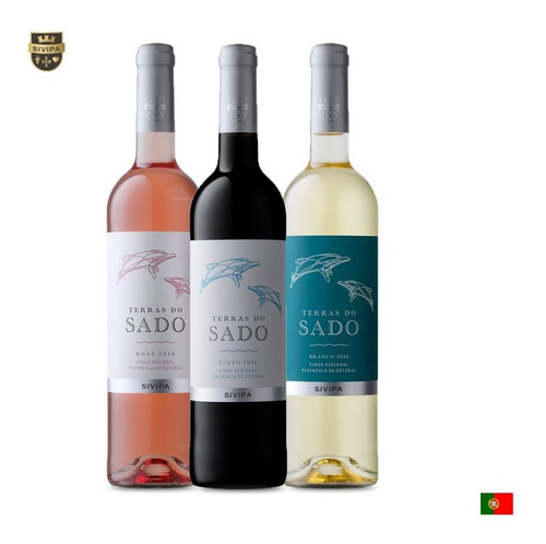 Kit Vinho Português Terra Do Sado Tinto , Branco E Rose