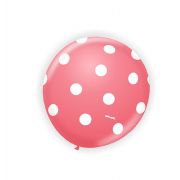 25 Balão Bexiga Rosa com Poá Branco n11