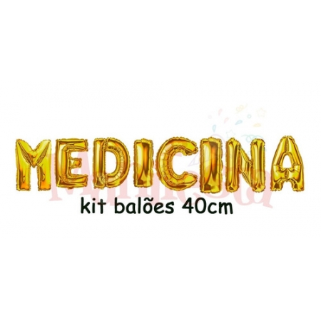 Kit Balão Metalizado Medicina Letra Palavra Frase