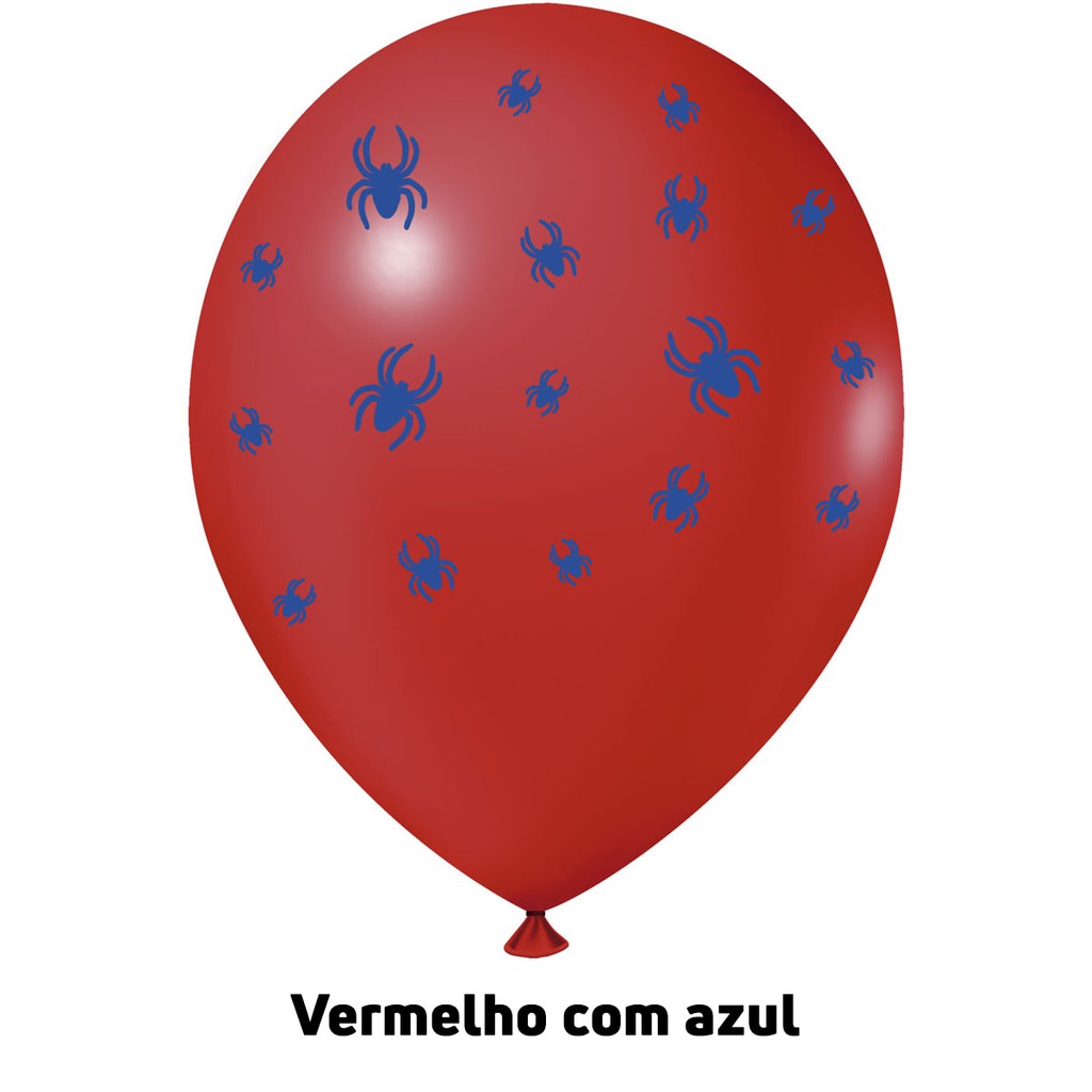 25 BALÃO DE AR ESTAMPADO ARANHA vermelho com azul BIXIGA BEXIGA de festa  numero 9