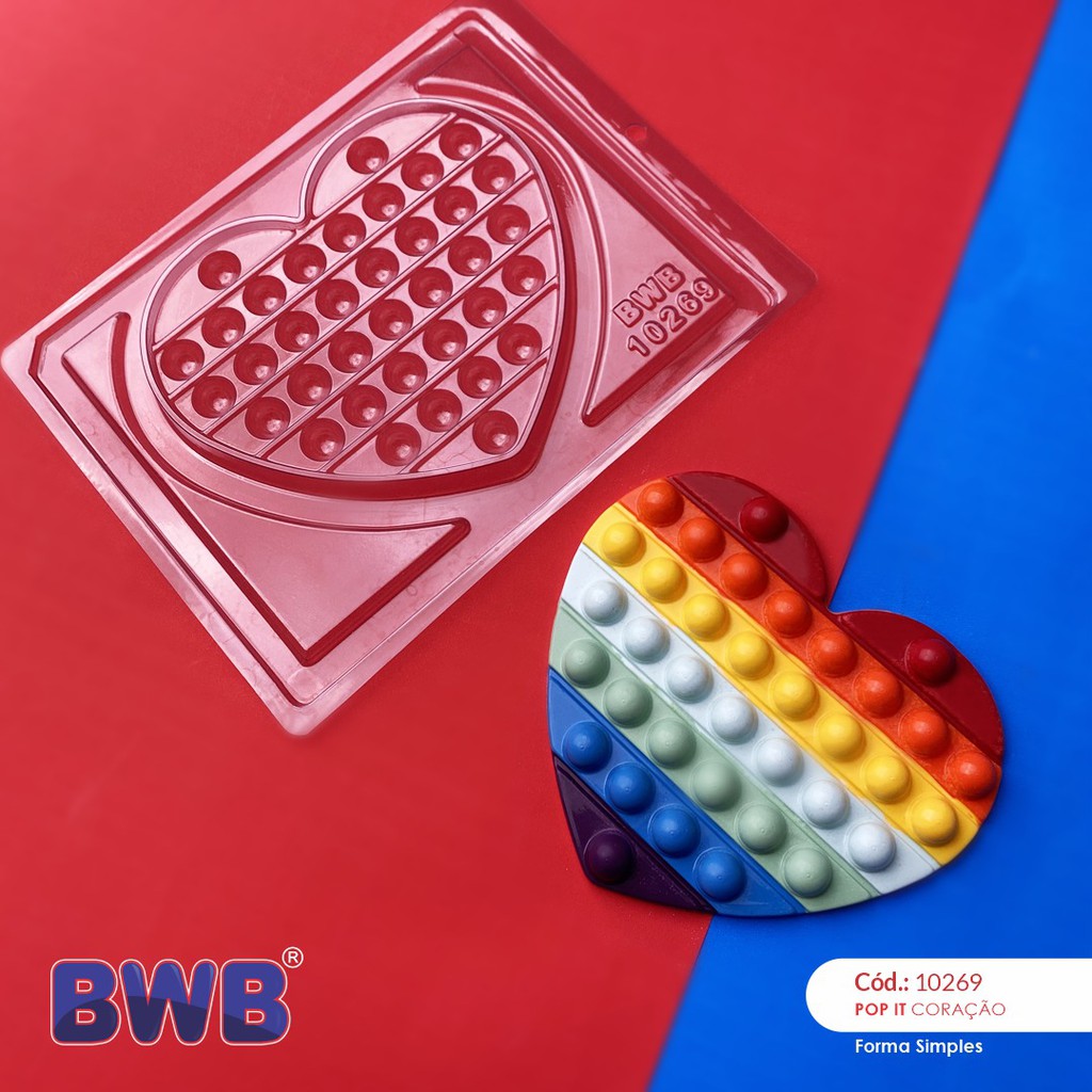 Forma BWB Simples P/ Chocolate Pop Its Fidget Toy Dia Das Crianças e Confeitaria - 10269 Coração Simples