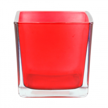 Cachepô ( porta velas) em vidro vermelho