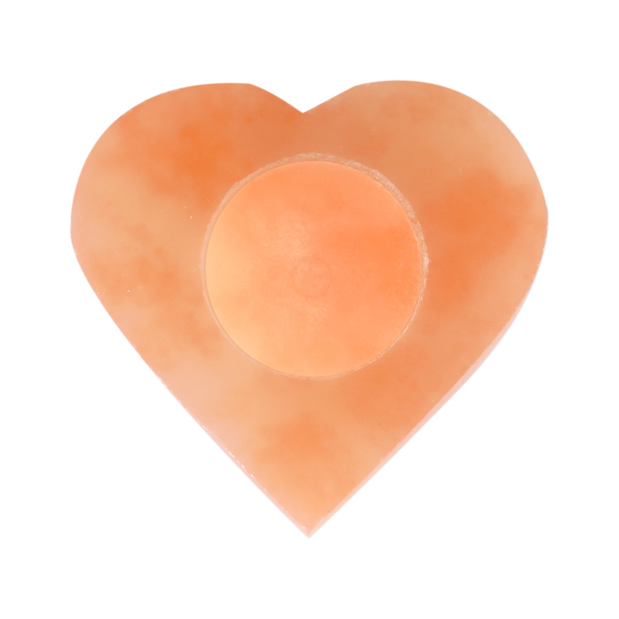Porta velas "Coração" esculpidos  em Selenita laranja ou branca