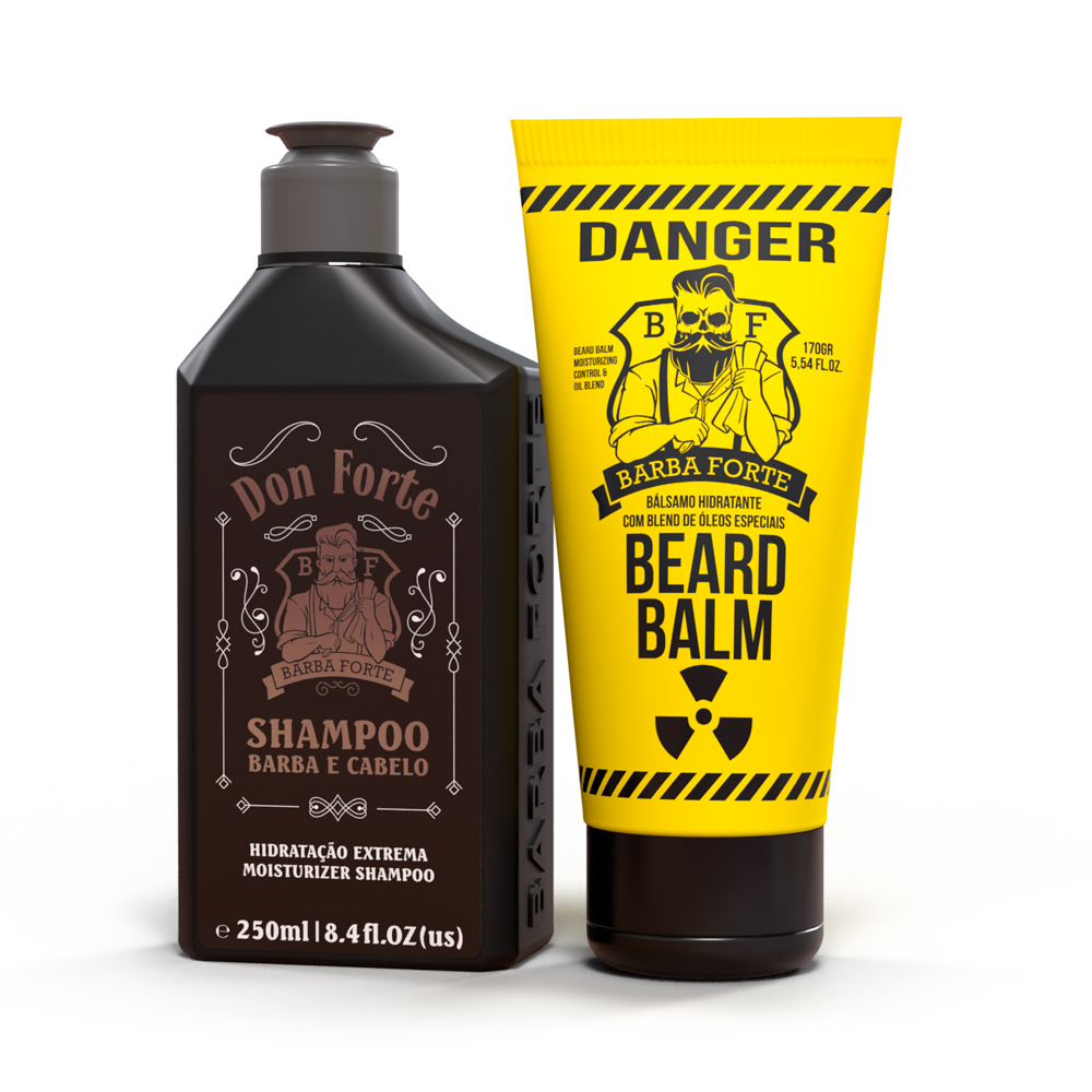 Combo Barba e Cabelo Don Forte + Beard Balm Danger Barba Forte (2 Produtos)