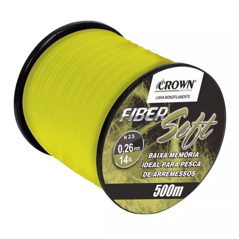 Linha Crown Fiber Soft Amarela 0,26mm - 14 lbs 500m