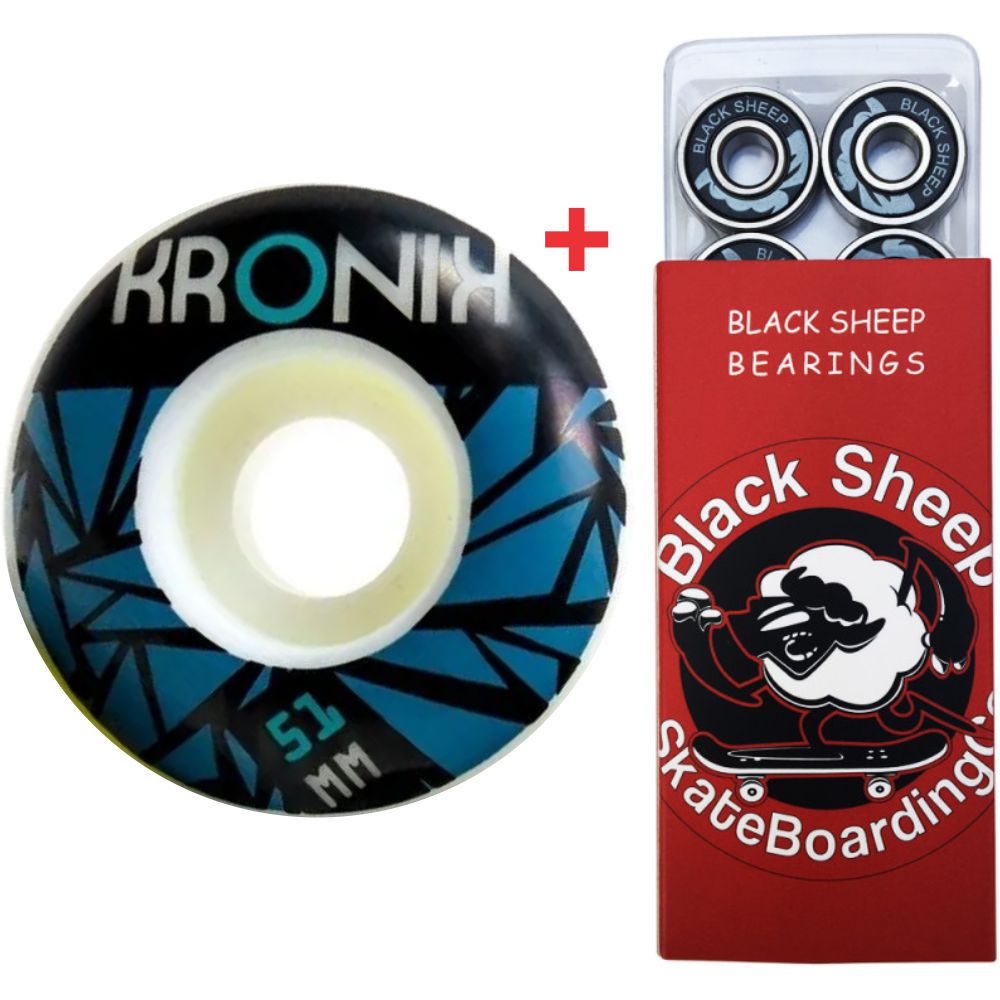 Roda Kronik 51mm 98A + Rolamento Black Sheep Red