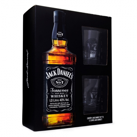Kit Whiskey Jack Daniel's 1L + 2 Copos - Edição Limitada