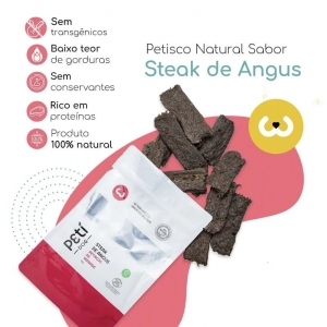 Petisco Steak de Angus carne bovina 100% Natural desidratado Peti Dog