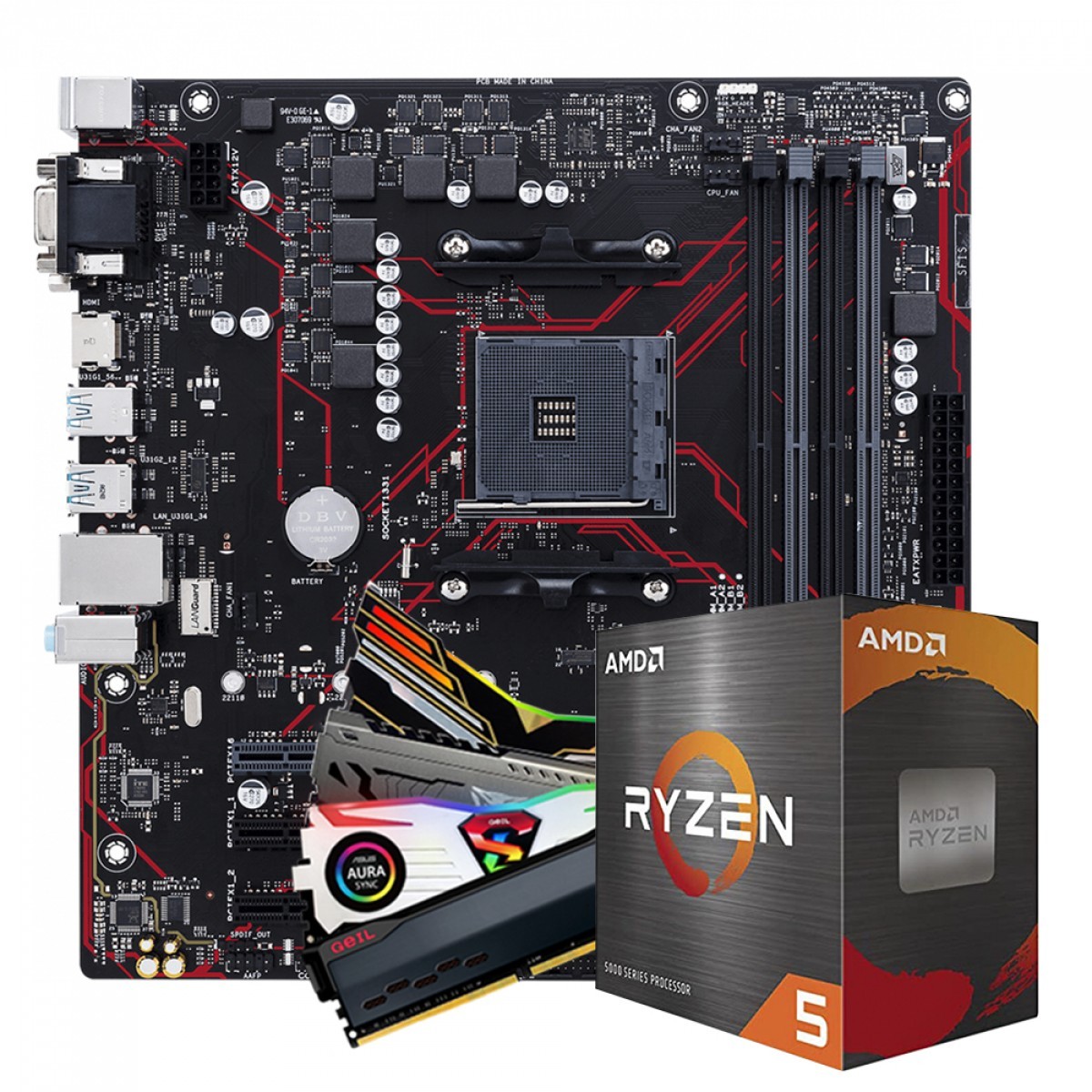Kit Upgrade AMD Ryzen 5 5600G, B550, Memória DDR4 8GB