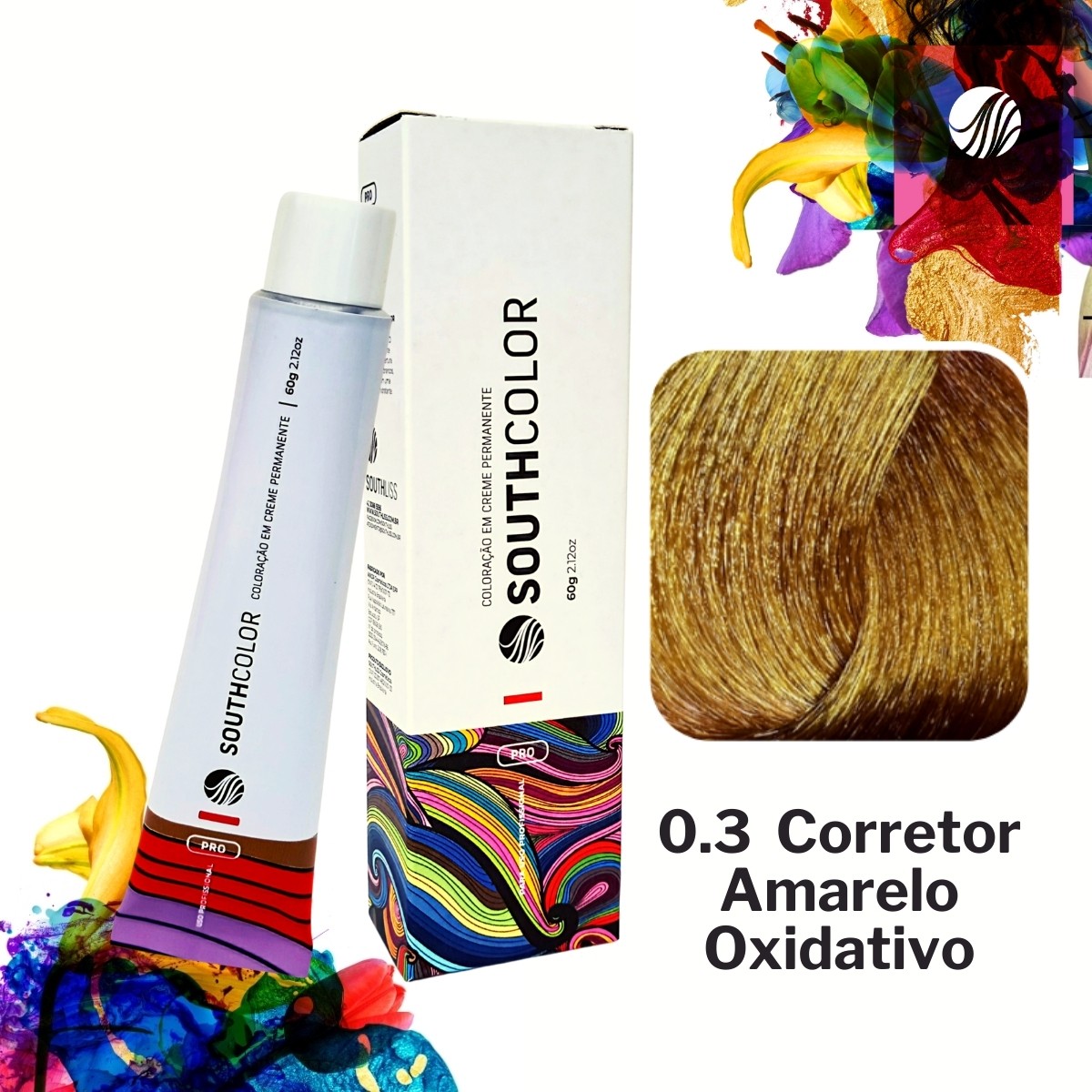 Tinta de Cabelo Profissional Mix Corretor 0.3 Amarelo Oxidativo SouthColor SouthLiss