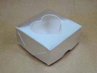 caixinha de papel coração prata 3x7cm 10 unidades