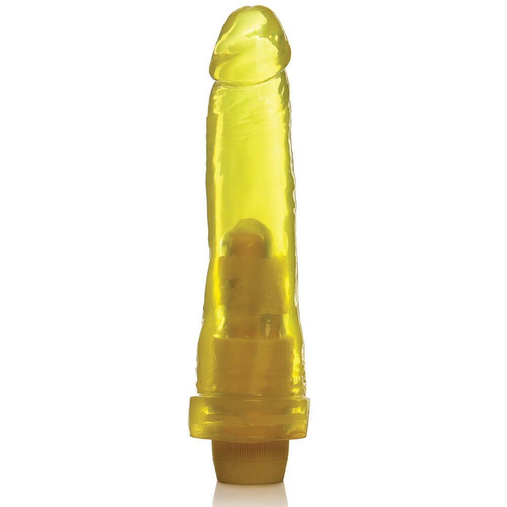 Prótese Formato Pênis em Gel Aroma Abacaxi com Vibrador - 18,5 x 4,5 cm