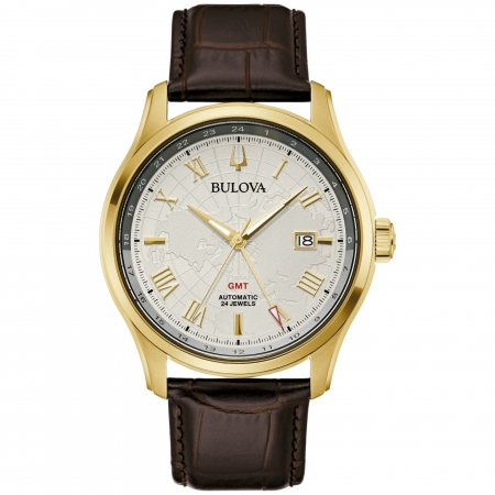 Relógio Bulova Classic Wilton Gmt Automático Dourado 97B210