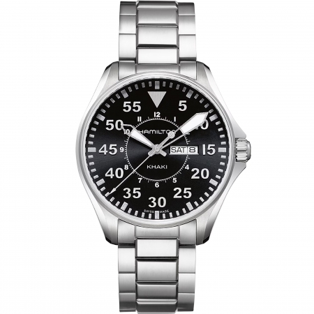 Relógio Hamilton  H64611135 Khaki Pilot Preto