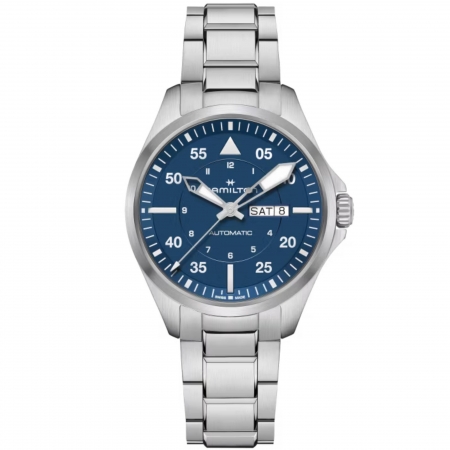 Relógio Hamilton Khaki Aviation Pilot Day Date Automático Azul H64635140