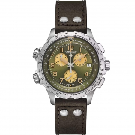 Relógio Hamilton Khaki Aviation X-Wind Chrono GMT Verde H77932560