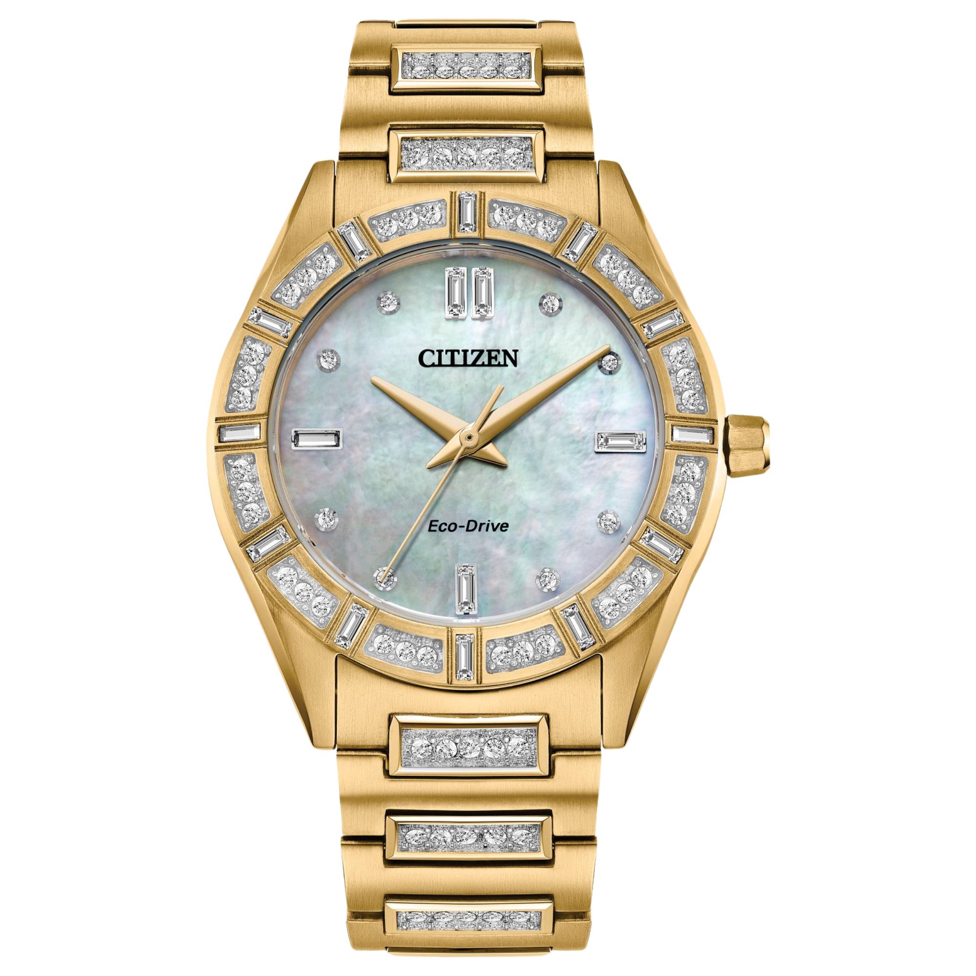 Relógio Citizen Silhouette Crystal Eco-Drive Ladies Dourado EM1022-51D