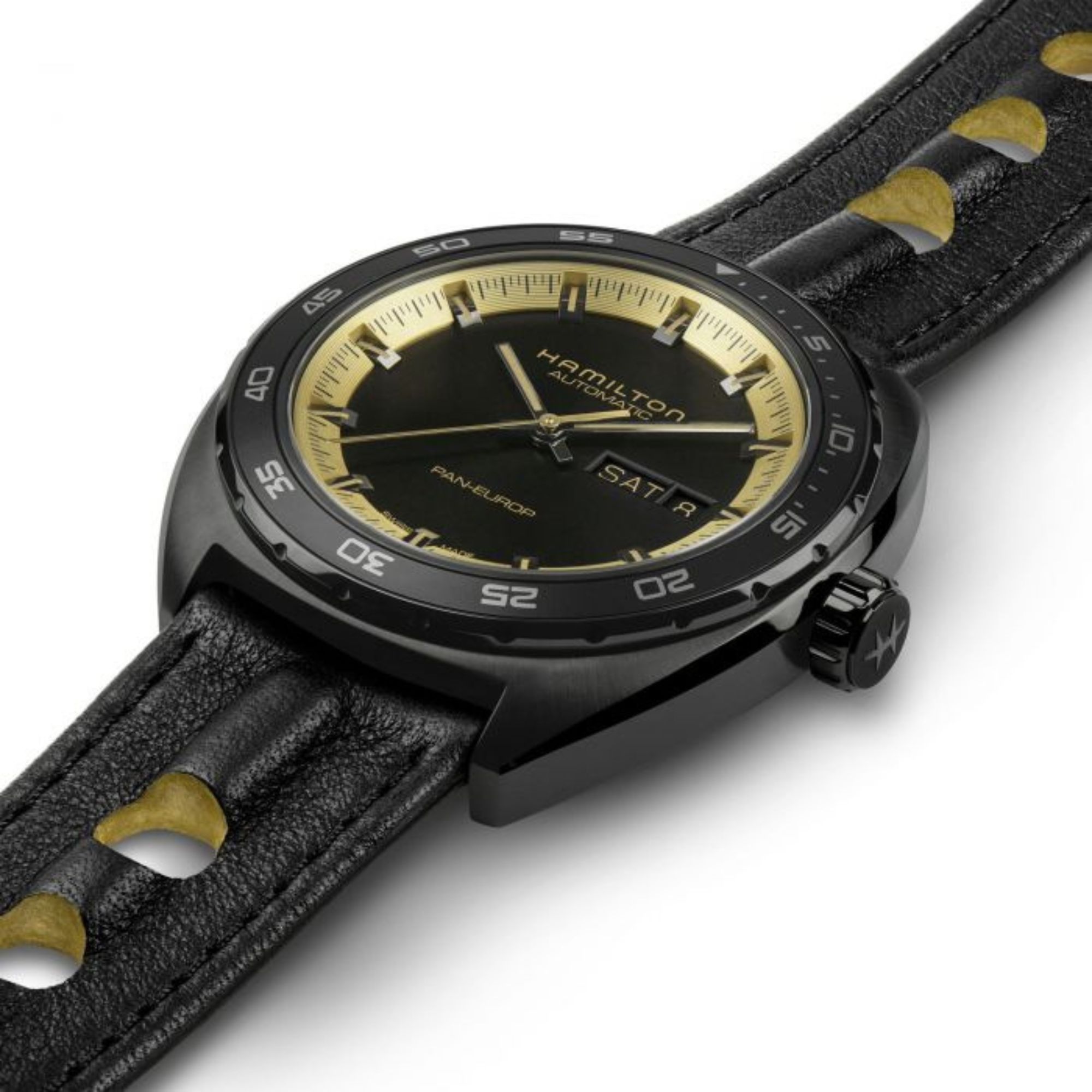 Relógio Hamilton American Classic Pan Europ Day Date Automático Preto H35425730