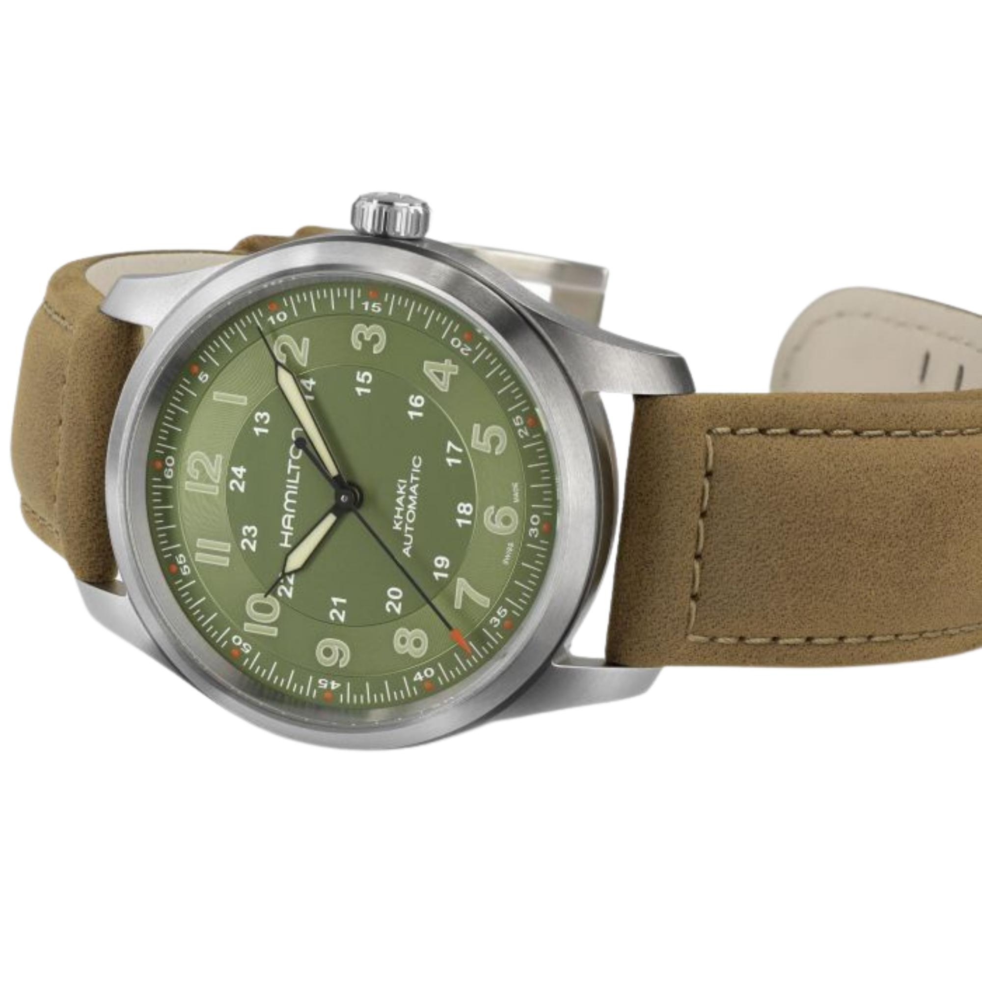 Relógio Hamilton Khaki Field Automático Titânio Verde H70205860 38 mm