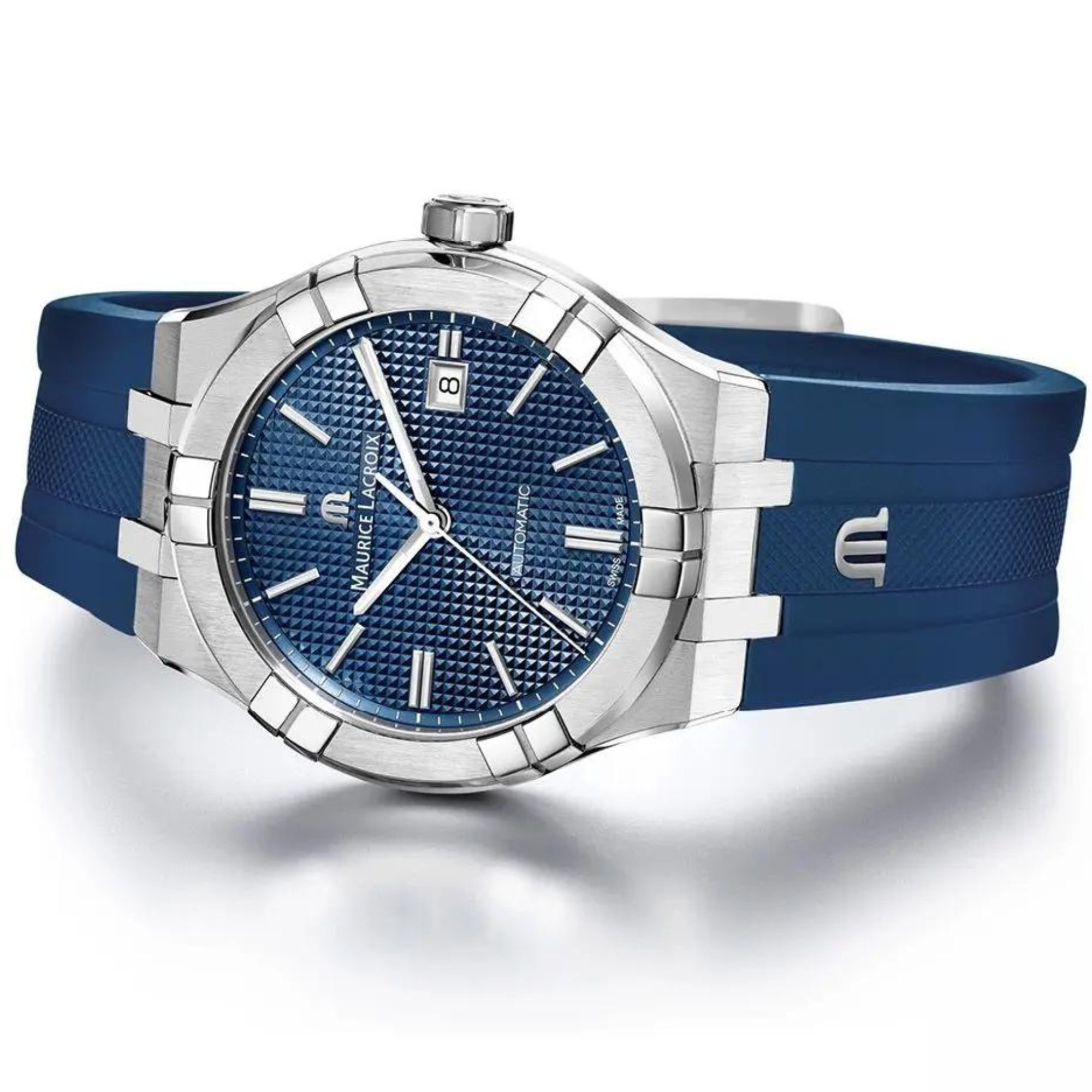 Relógio Maurice Lacroix Aikon Automático Azul Conjunto De Pulseiras AI6008-SS00F-430-C