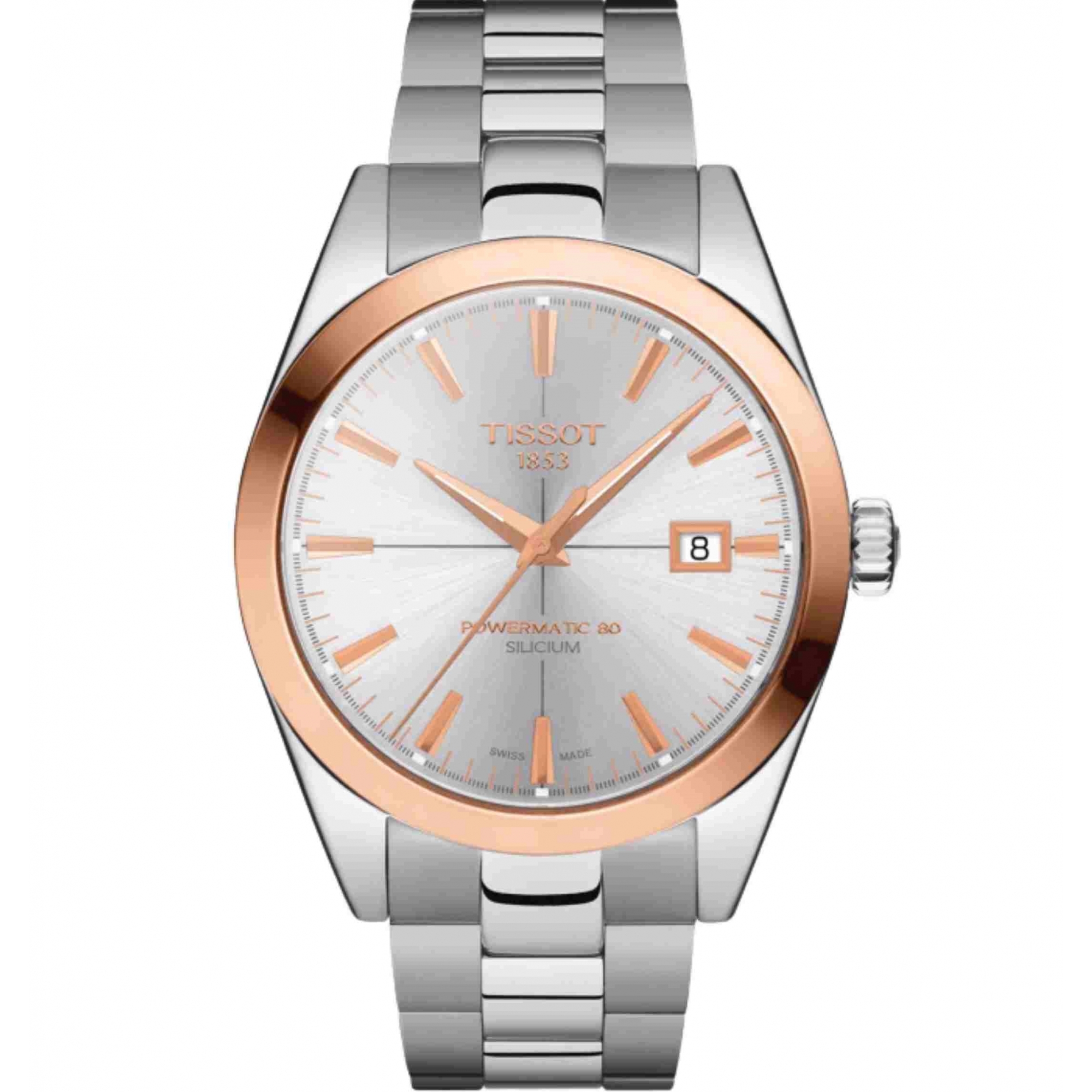 Relógio Tissot Gentleman Powermatic 80 Silicium 18K Ouro Rosa Bezel T927.407.41.031.00